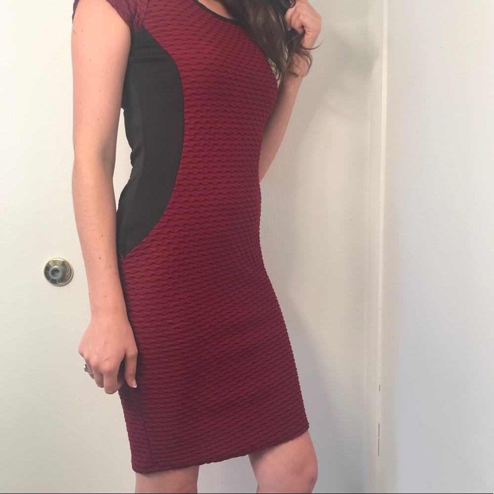 Burgundy patterned dress